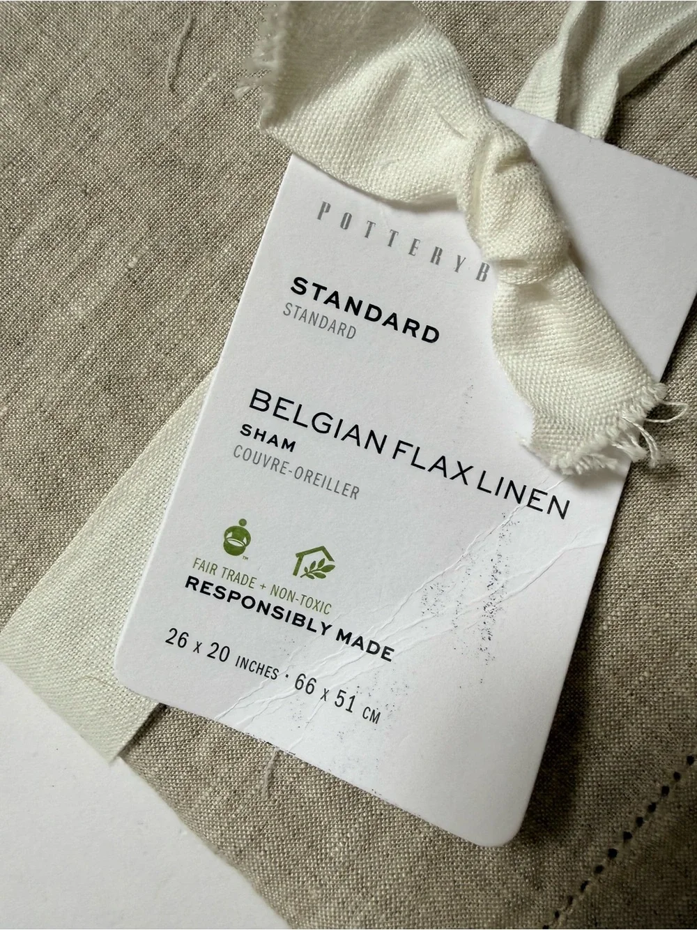 POTTERY BARN Standard Sham pillowcase Belgian Flax Linen in Dark Flax
